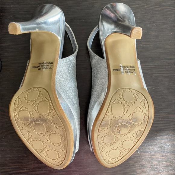 Silver Sparkly Peep Toe Heels (7) - Picture 5 of 6